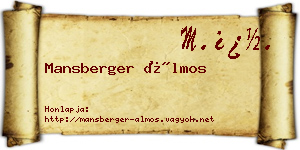 Mansberger Álmos névjegykártya